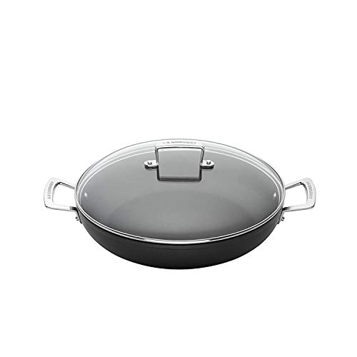 Le Creuset Aluminium-Antihaft Profipfanne mit Deckel, Ø 28 cm, PFOA-frei, Für alle Herdarten inkl. Induktion geeignet, Anthrazit/Silber