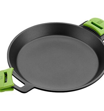 BRA Prior Paella-Pfanne aus Aluminiumguss, mit Antihaft-Beschichtung Teflon Classic, Silikongriffe, schwarz, 36 cm