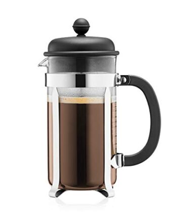 Bodum Francuska Prasa do Kawy, Szkło, Czarny/Srebrny, 1l