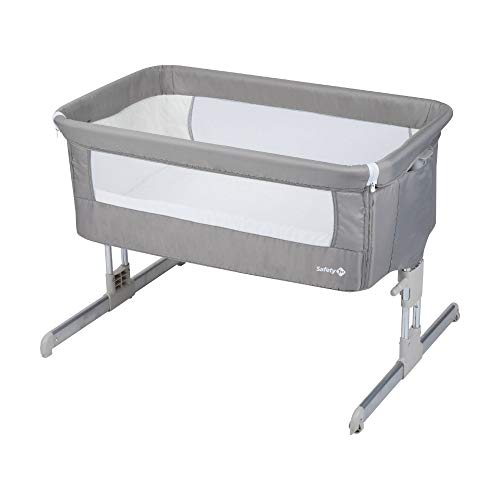Safety 1st Beistellbett Calidoo, höhenverstellbares Babybett, gemütlich und weich gepolstert, das Beistellbettchen ist nutzbar ab der Geburt bis max. 9 kg, warm grey