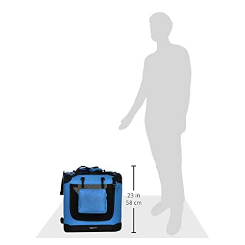 Amazon Basics - Hochwertige Haustier-Transportbox, faltbar, weich - 76 cm, BLAU - obrazek 3