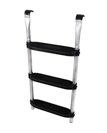 Ampel 24 Trampolin Leiter 86 cm lang, Einstiegsleiter mit 3 Breiten Stufen, praktischer Aufstieg für Gartentrampoline, Silber