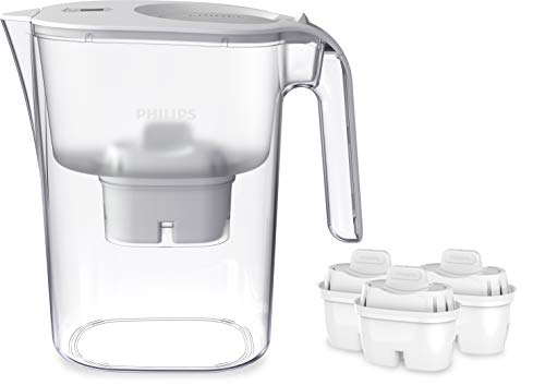 Philips Water Wasserfilter inkl. 3 Kartusche, 3 Liter, reduziert Kalk, Chlor und Mikrokunststoffe, PFOA