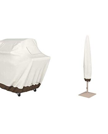 Amazon Basics Grillabdeckung, Gurte mit Click-Verschluss, Gr. M & Abdeckung für Sonnenschirm