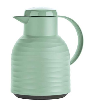 Emsa N40108 Samba Wave Isolierkanne | 1,0 Liter | Quick-Press Kunststoff | Glas-Isolierkolben | Kaffeekanne: 12h heiß/24h kalt| 100 % dicht | minze