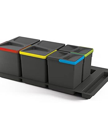 Emuca - Abfallsammler für schublade, Müllbehälter mit zuschneidbaren Basis, Kit aus Eimer mit höhe 266mm mit Basis 90cm