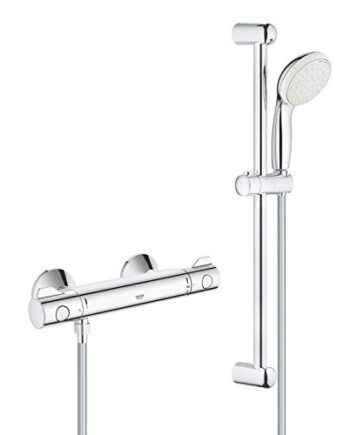 Grohe Grohtherm 800 | Thermostat-Brausebatterie mit Brausegarnitur 600 mm | Für Wandmontage | Schutz vor Hautverbrennungen bei 38 °C und 43 °C | Chrom | 34565001