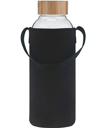Sportowa butelka na napoje z borokrzemu, pojemność 1,5 l, z bambusową