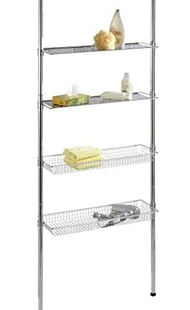 WENKO Regał teleskopowy Ellera - z 2 półkami i 2 koszami, stal, 71 x 6