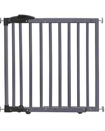 Geuther 2714 schwenkbares Klemm Türschutzgitter, Türgitter, Treppenschutzgitter (Passung: 68 cm -102 cm, zum Bohren oder Klemmen, Sicherheitsverschluss, in zwei Richtungen öffenbar), Grau