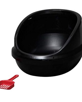 Iris Ohyama, Verschiedene Katzentoiletten / Katzenklos, Keine Verbreitung von Streu, Rand, poliertes Finish, Schaufel inkl. für Katze - Cat Litter Box PNE-500H, Schwarz