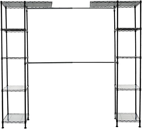 Amazon Basics Ausziehbarer Offener Kleiderschrank mit 10 Höhenverstellbaren Einlegeböden - Maximalgewicht 521 kg, Schwarz - obrazek 6