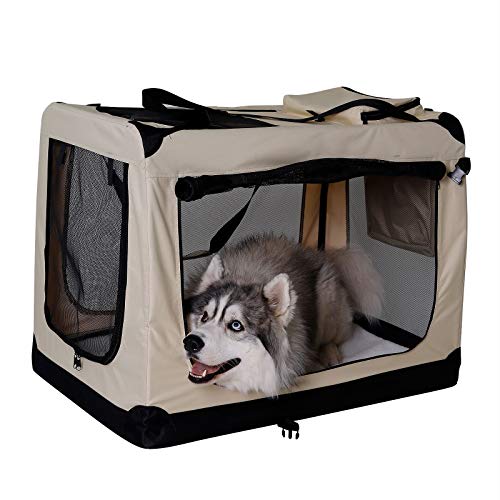 lionto Hundetransportbox Hundetasche Hundebox Faltbare Kleintiertasche Größe XXL Farbe Beige - obrazek 6