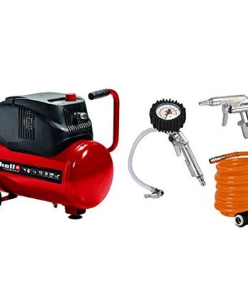 Einhell Kompressor TC-AC 200/24/8 OF (1.200 W., max. 8 bar, Druckminderer, öl-/servicefreier Motor, 24 l-Tank, vibrationsgedämpfter Standfuß, Rückschlag-/Sicherheitsventil, inkl. 3-tlg. Druckluftset)
