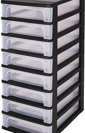 Iris Ohyama, Schubladenschrank, Schubladencontainer, 8 Schubladen mit 4 L, Format A4, durchsichtige Schubladen, Büro, Wohnzimmer - Organizer Chest OCH-2080 - Schwarz