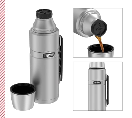 THERMOS Thermosflasche Edelstahl Stainless King, Edelstahl mattiert 1,2L, Isolierflasche mit Trinkbecher 4003.205.120 spülmaschinenfest, Thermoskanne hält 24 Stunden heiß, 24 Stunden kalt, BPA-Free - obrazek 9