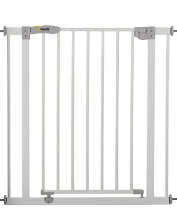 Hauck Treppenschutzgitter / Türschutzgitter Open N Stop, für Breiten 75 - 80 cm, ohne Bohren, Einhändiges Öffnen, Beidseitig Schwenkbar, Metall, Weiß