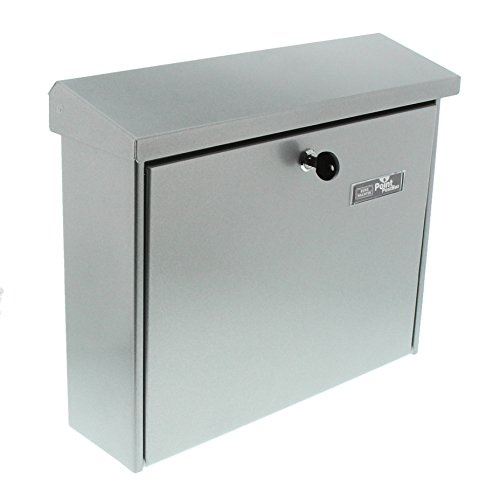 BURG-WÄCHTER Briefkasten, Mit Namensschild und Öffnungsstopp, A4 Einwurf-Format, Inkl. 2 Schlüsseln, Verzinkter Stahl, Journal 5867 Si, Silber