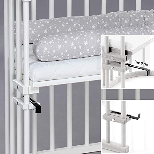 babybay Maxi extra großes Beistellbett aus massivem Buchenholz / Kinderbett Höhe stufenlos verstellbar & umweltfreundlich / mitwachsendes Babybett (weiß lackiert) - obrazek 27