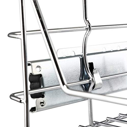 BAKAJI Teleskopschublade Küche 40 cm Korb ausziehbar platzsparend Stahl, Metall, Silber - obrazek 3