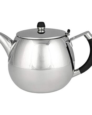 Grunwerg Café Stål Grandeur Doppelwandige Teekanne mit Siebeinsatz aus 18/10 Edelstahl – 35 oz / 1,0 L