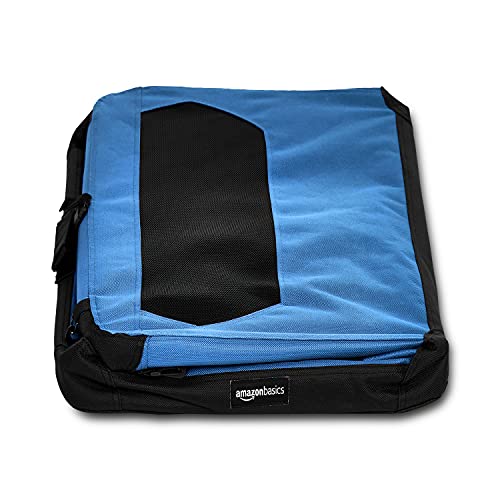 Amazon Basics - Hochwertige Haustier-Transportbox, faltbar, weich - 76 cm, BLAU - obrazek 5