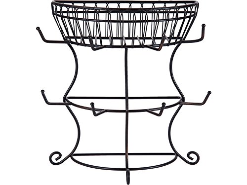 Mikasa Gourmet Basics by Mikasa Band and Stripe 6 Becherbaum mit Korb unten antik Französische Landschaft, Antik-Schwarz, 14.75-Inch