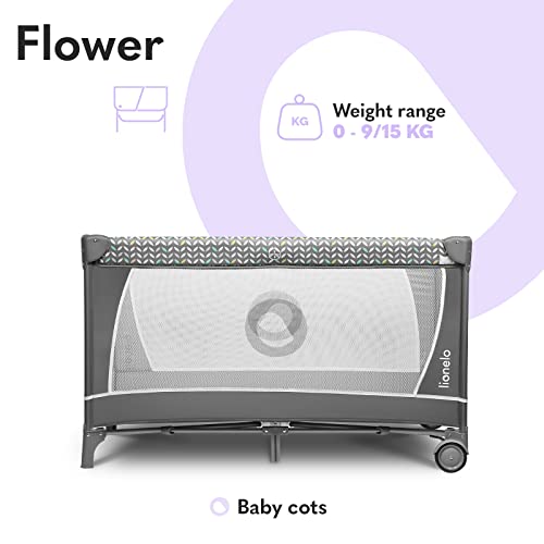 Lionelo Flower Łóżeczko Turystyczne Dla Niemowląt Z Wejściem Bocznym, - obrazek 8