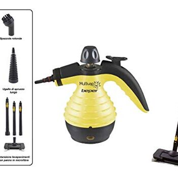 BEPER P202VAL001 Dampfreiniger Reinigungs-und Desinfektionsbesen 10in1, Ideal für mehrere Oberflächen Weiss Media