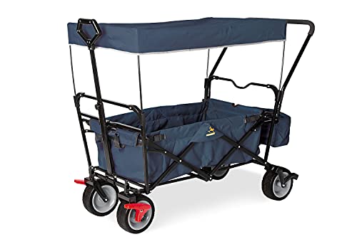Pinolino 238021 Klappbollerwagen Paxi DLX Comfort mit Bremse, Sonnendach, Tragetasche, komfortabler Schiebegriff, Tragfähigkeit 70 kg, Marineblau