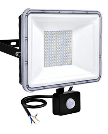 100W LED Flutlicht mit Bewegungsmelder Led Strahler 8000lm Wasserdicht IP67 Außenstrahler 6500K Tageslichtweiß LED Arbeitsleuchte Baustrahler Arbeitslicht Flutlicht Außenstrahler für Garage Garten