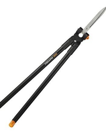 Fiskars Dźwigniowe nożyce do żywopłotu i trawy, Zasięg do 2,5 m, Czarn