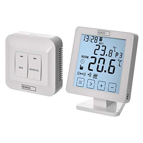 EMOS P5623 WiFi Raumthermostat/Programmierbarer Smart Thermostat für Heizung, Heizungssysteme, Wasserheizung und Kühlungssysteme/Raumtemperaturregler mit App Steuerung Ios/Android, 15 x 96 x 96 mm