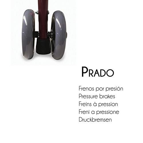 Mobiclinic, Modell Prado, Gehhilfe für Behinderte, Senioren, Rollator, Aluminium, Leicht, Faltbar, Druckbremsen, Mit Sitz, Korb und 4 Rädern, Farbe Bordeaux - obrazek 4