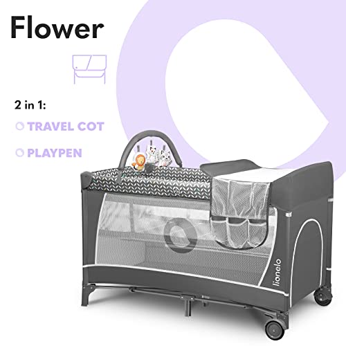 Lionelo Flower Łóżeczko Turystyczne Dla Niemowląt Z Wejściem Bocznym, - obrazek 7