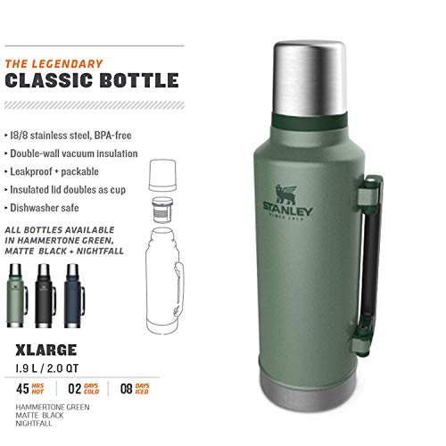 Stanley Classic Legendary Thermosflasche 1.9L Hammertone Green - Edelstahl Thermoskanne - BPA-frei - Thermos Hält 45 Stunden Heiß - Deckel Fungiert Auch als Trinkbecher - Spülmaschinenfest - obrazek 5