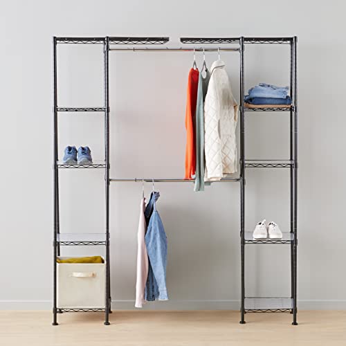 Amazon Basics Ausziehbarer Offener Kleiderschrank mit 10 Höhenverstellbaren Einlegeböden - Maximalgewicht 521 kg, Schwarz - obrazek 2