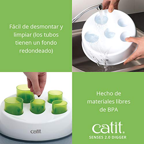 Catit 42985W Aktywna Miska Na Karmę Dla Kota, 14 x 24 x 24 cm, Biały/Z - obrazek 5