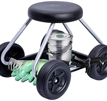 Maximex Rollsitz Secura, 52 x 40 x 41 cm, Gartenarbeit im Sitzen, rollbarer Gartensitz, stabil und leicht, praktische Ablage