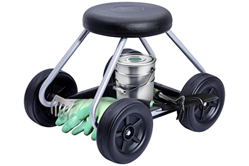 Maximex Rollsitz Secura, 52 x 40 x 41 cm, Gartenarbeit im Sitzen, rollbarer Gartensitz, stabil und leicht, praktische Ablage