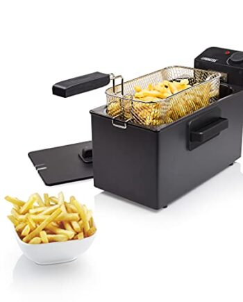 Princess Edelstahl Fritteuse (schwarz), 3 Liter (2000 Watt) mit Kaltzonenfunktion, 182727
