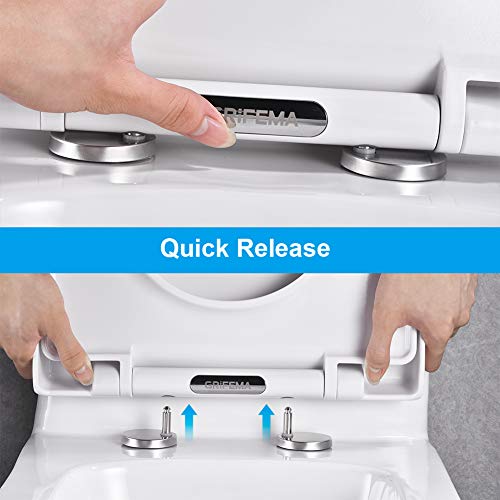 GRIFEMA WC Sitz mit Absenkautomatik-D Toilettendeckel Einfache Montage und Sauber, Klodeckel Quick-Release-Funktion, Antibakterielle, Passend für die Meiste Toilette, Belastbarkeit von 150kg, Weiß - obrazek 5