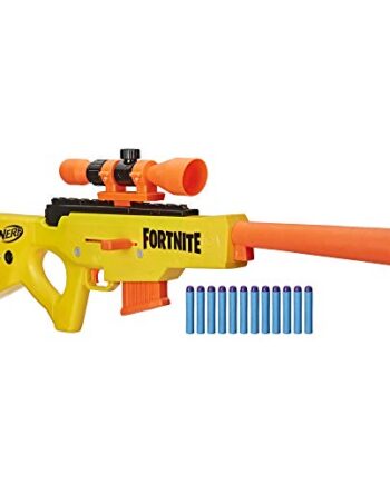 Nerf Fortnite BASR-L Blaster mit Bolzen-Action, Clip-Magazin – enthält abnehmbares Fernrohr, 6-Dart Clip-Magazin, 12 Nerf Elite Darts