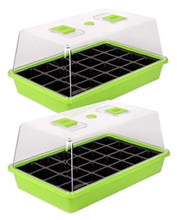 Schramm® Zimmergewächshaus Anzuchtkasten 1, 2 oder 3 Stück 38 x24 x18 cm Mini Gewächshaus Anzuchtset Anzucht Set Treibhaus Anzuchtschale mit Deckel und Belüftung, Größe:2 Stück