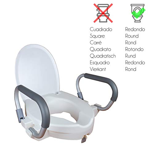 Mobiclinic, WC Sitzerhöhung für Senioren, Alcalá, Europäische Marke, Verstellbare Armlehne, Toilettensitzerhöhung mit Armlehnen und Decke, Toilettenhilfe, Weiß - obrazek 2