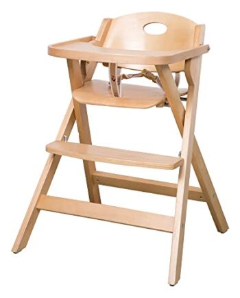 roba Klapphochstuhl, Hochstuhl platzsparend klappbar, Baby- & Kinderhochstuhl Holz natur