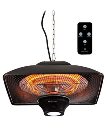 blumfeldt Heat Square - Infrarot-Heizstrahler Terrasse mit Fernbedienung, Terrassen-Heizstrahler, Deckenheizstrahler mit 1000/2000 Watt, IR ComfortHeat Technologie, LED, schwarz