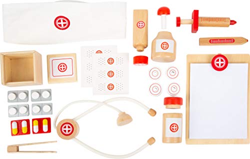 Small Foot Walizka lekarska z naturalnego drewna, zestaw do zabawy lek - obrazek 3