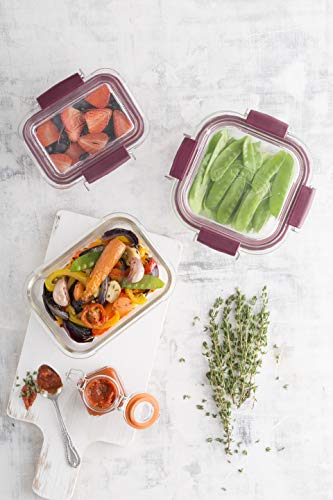 Frischhaltedose aus Borosilikatglas mit auslaufsicherem Clipverschluss-System, BPA-frei, backofen- und mikrowellenfest, 750 ml, Maße: 17,5 x 17,5 x 8,5 cm - obrazek 5