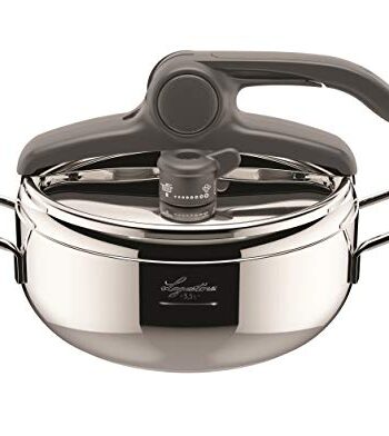 Lagostina Irradial Control Lagoeasy'UP 3,5 l Schnellkochtopf aus Edelstahl 18/10, Ø 22 cm, Dampfkochtopf für Induktion und Gas, Vereinfachtes Öffnen des Deckels, mit 3-lagigem Irradial-Plus-Boden